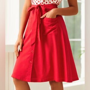 Modcloth Vibrant Red A-Line Linen Skirt NWOT